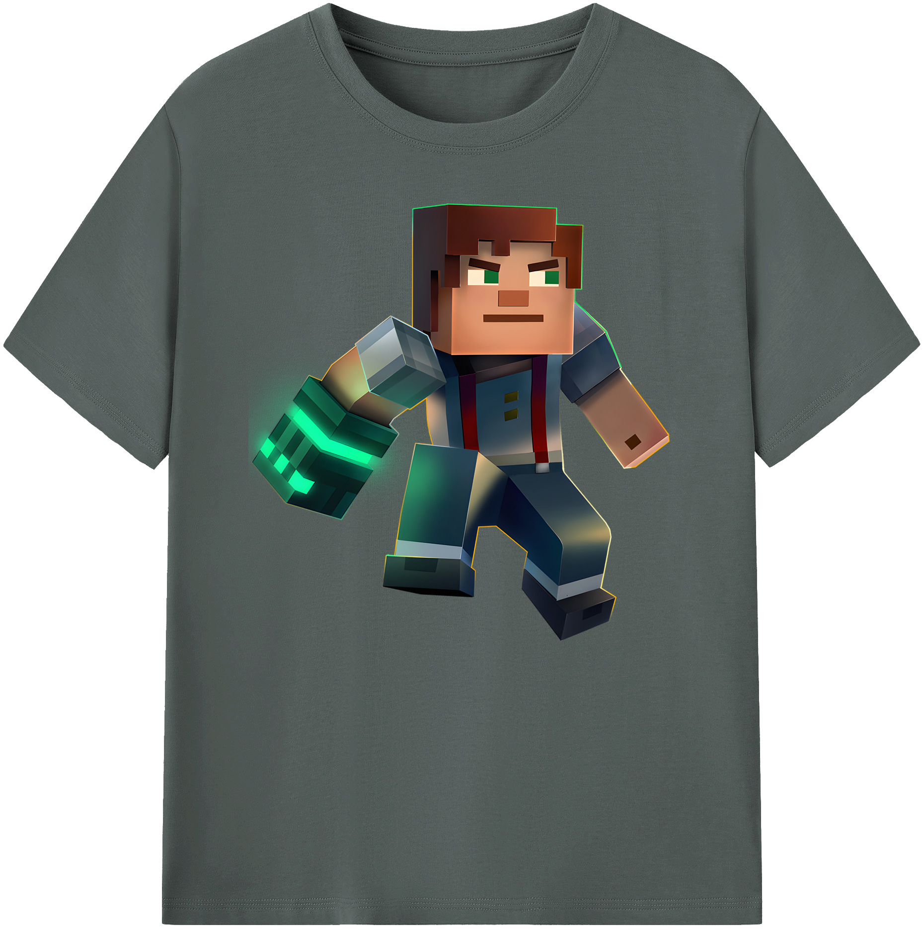 （画像用） マインクラフト ブロックの世界 Minecraft MC Block world 綿100％ メンズ半袖Tシャツ｜肌触りやわらか＆通気性